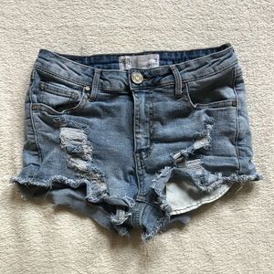 RSQ light washed distressed jean shorts